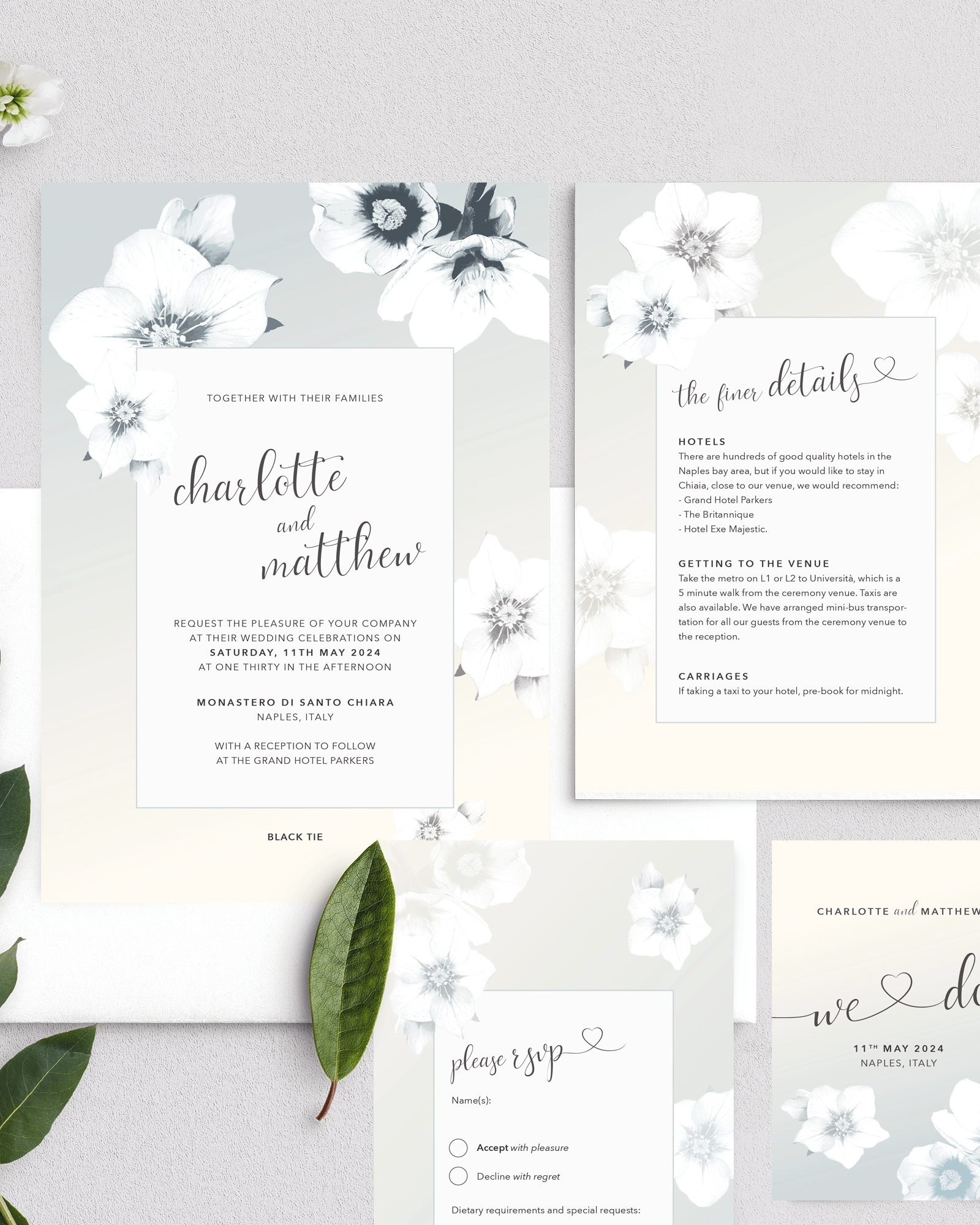 D&D Wedding Invitation - Napoli in Morning Mist