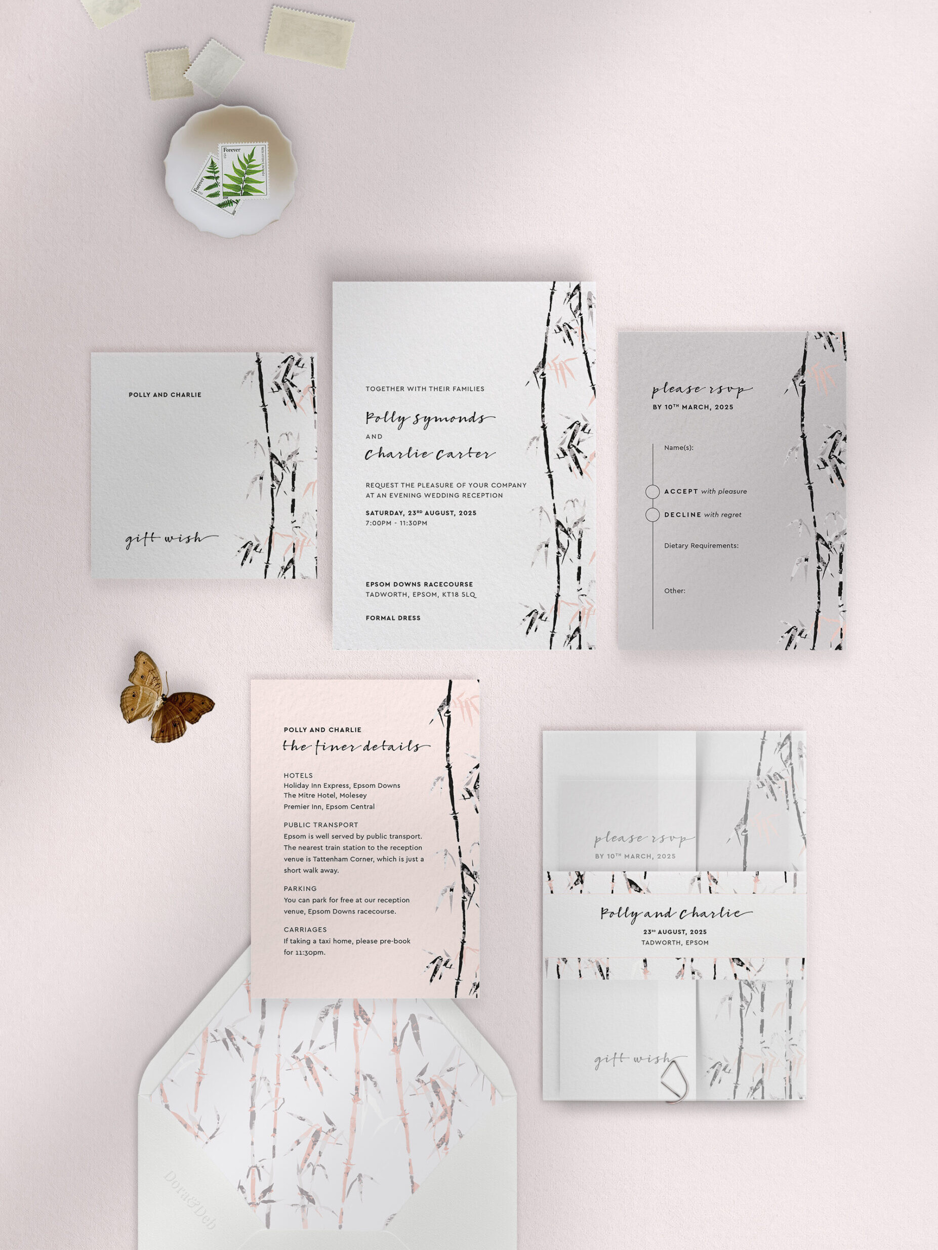 Bamboo - Meditative - Reception Invitation Suite