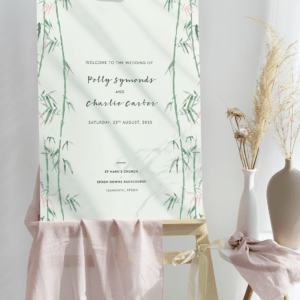 Green Bamboo Wedding Welcome Sign - V1 Portrait