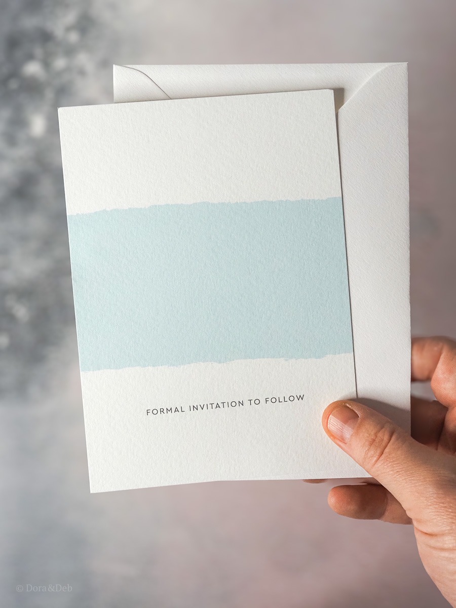 Simplicity Stripe A6 Save the Date in Aqua, Printed on 'The Italian' - Reverse of Card