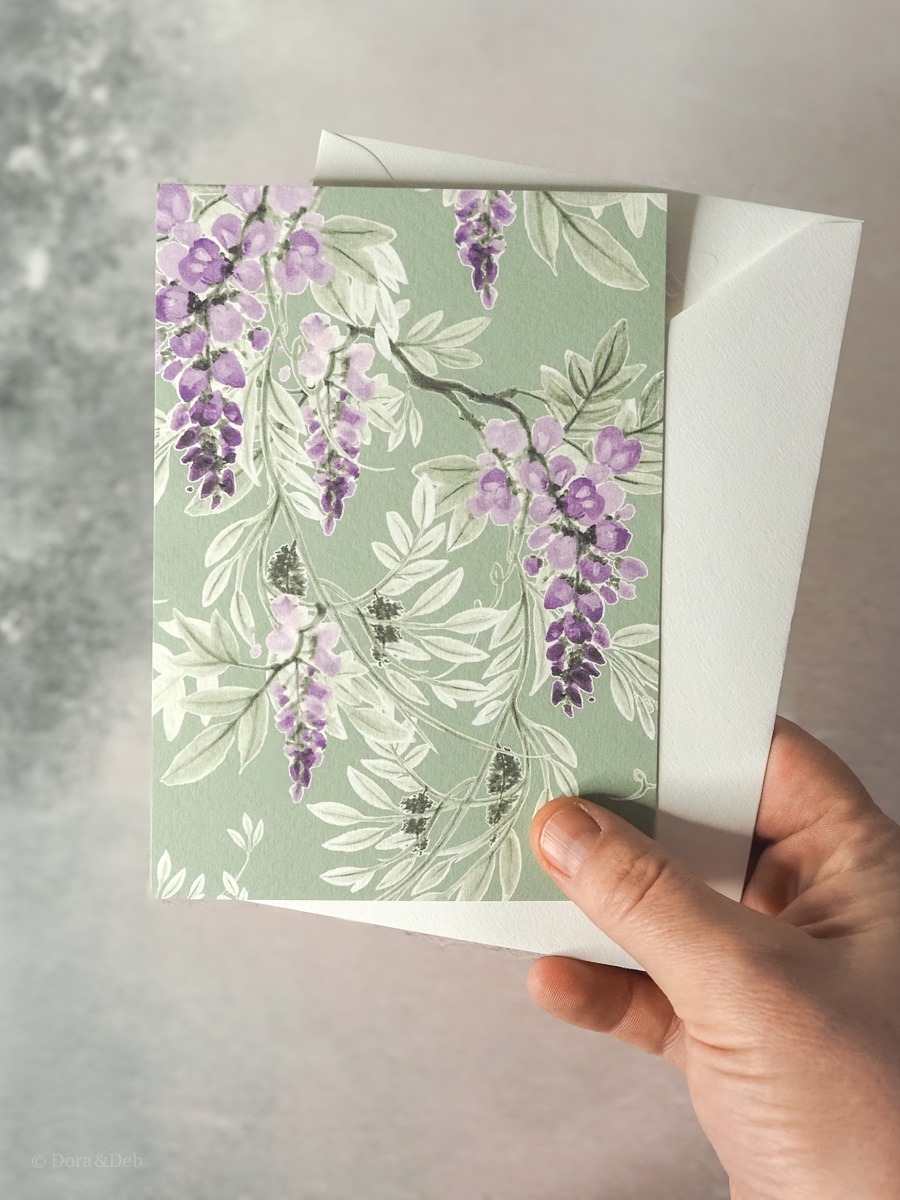 Wisteria Wedding Save the Date - Garden Green - Reverse, Printed on The Italian