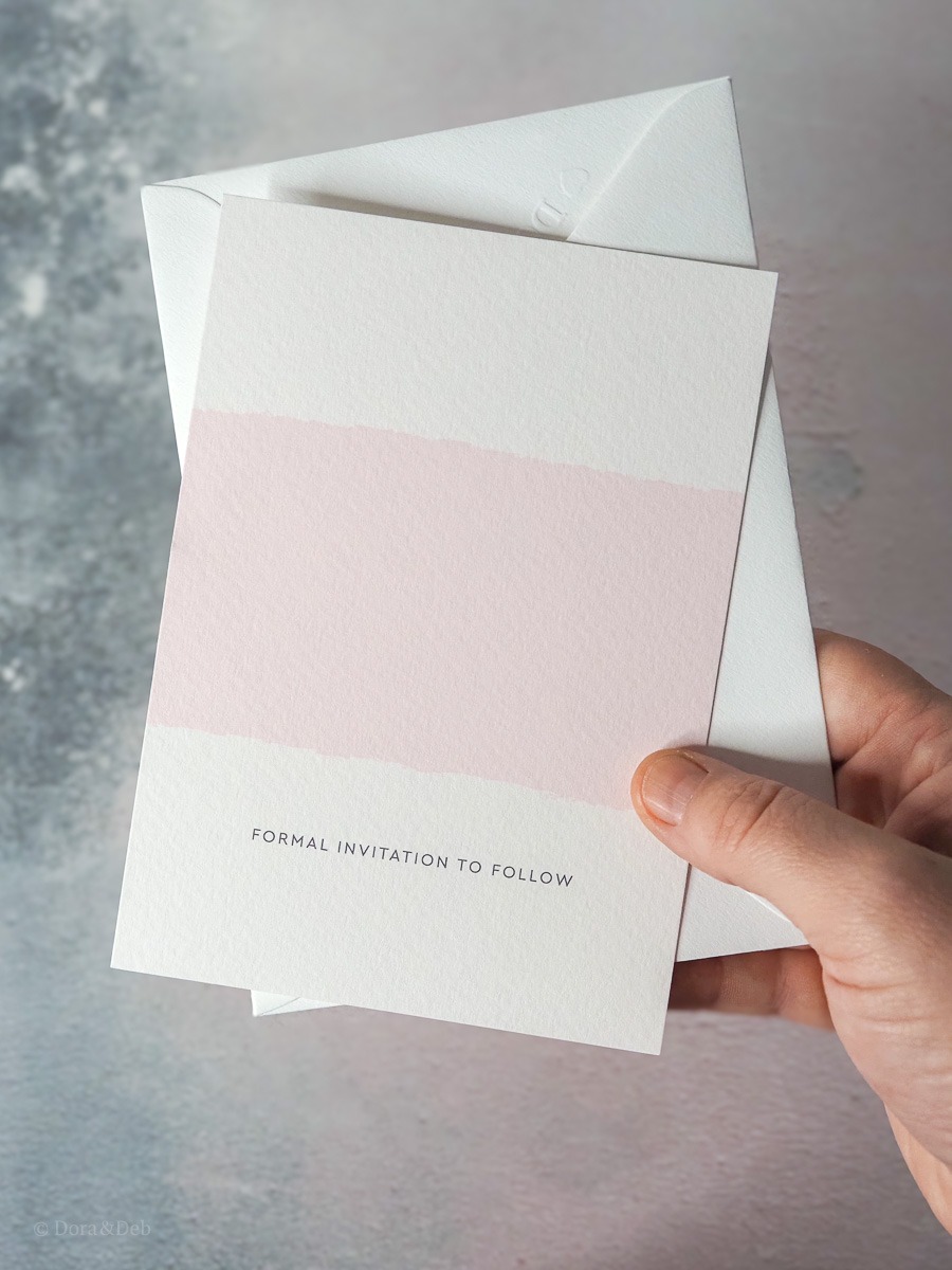 Simplicity Stripe A6 Save the Date in Soft Pink, Printed on 'The Italian' - Reverse of Card