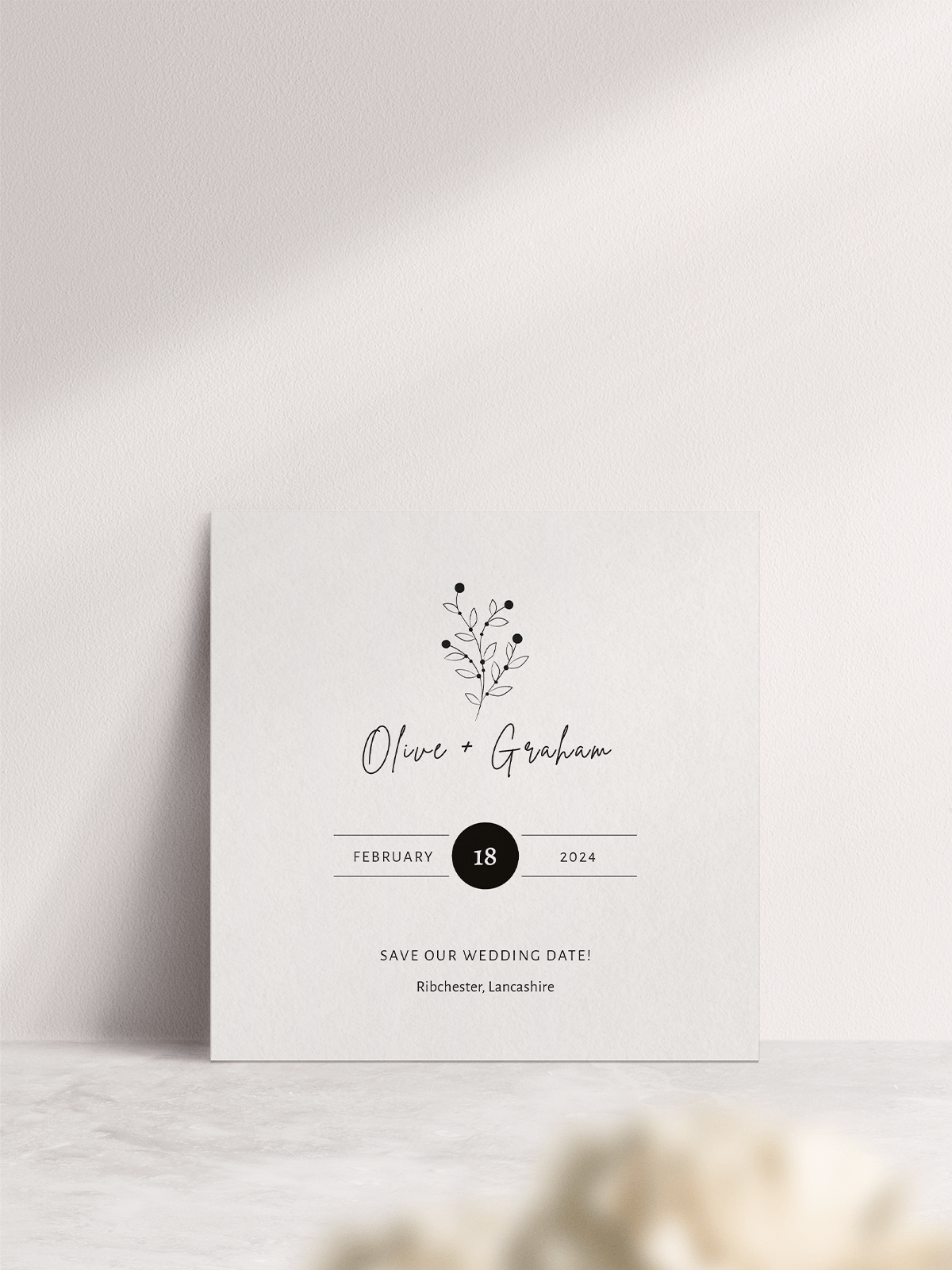 Berry Bloom Large Save the Date in 'Winter' - Front