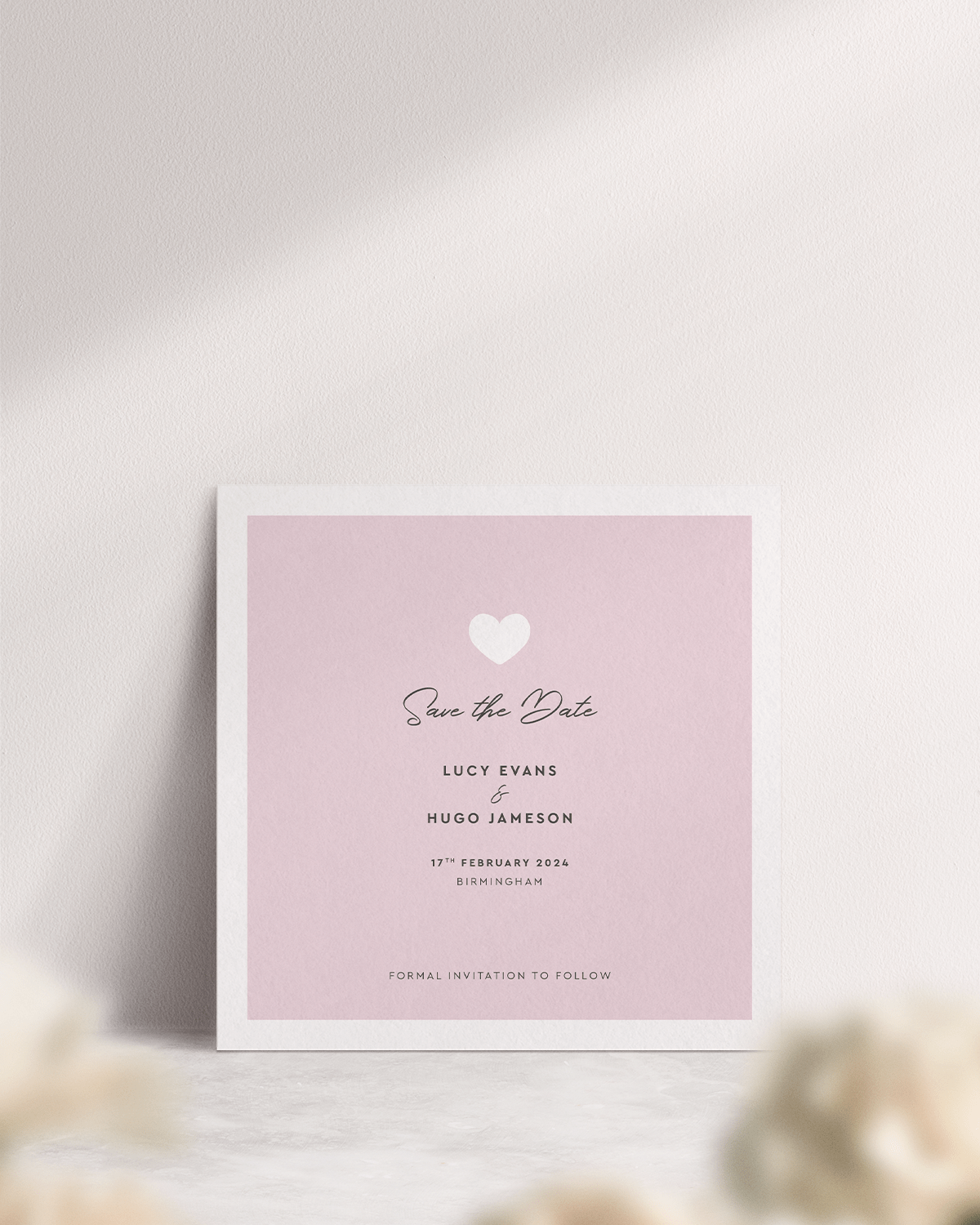 Modern Romance Large Save the Date in 'Pretty in Pink' - Front