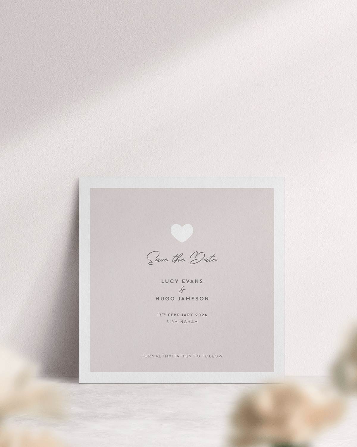 Modern Romance Large Save the Date in 'Putty' - Front