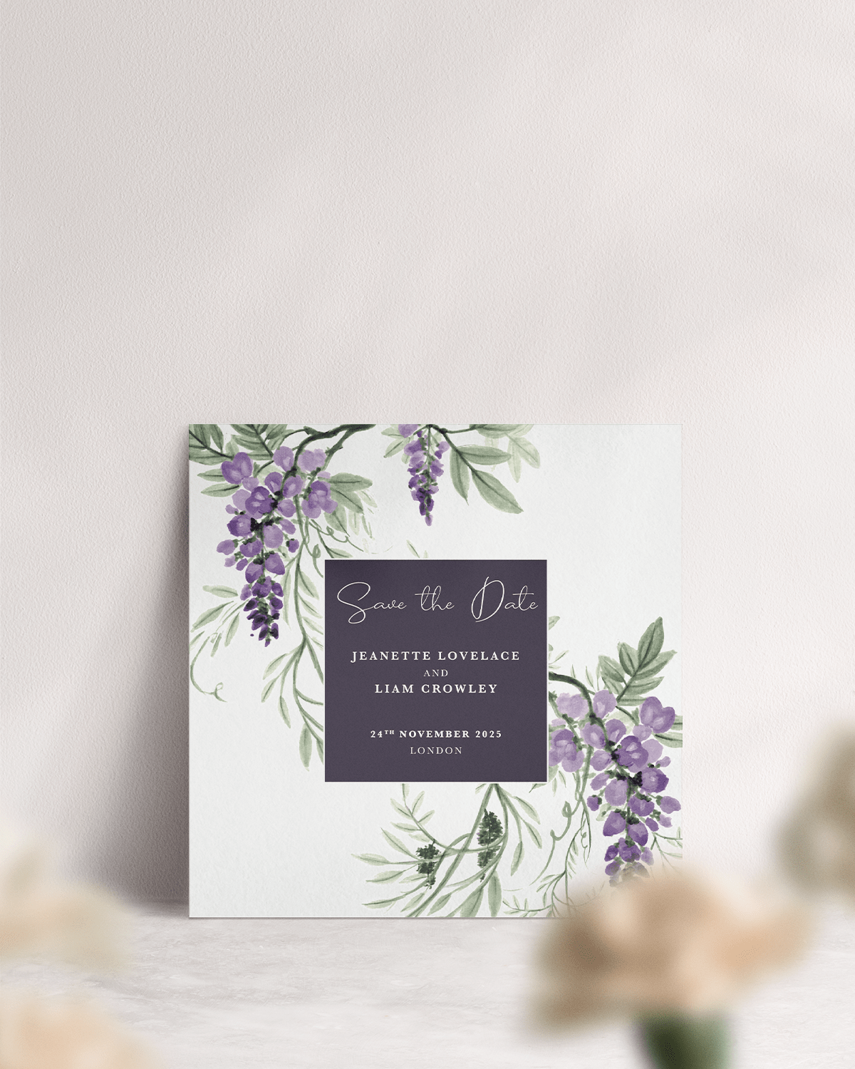 Wisteria Large Save the Date - Light - Front of Card