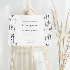 Bamboo White Wedding Welcome Sign - Landscape