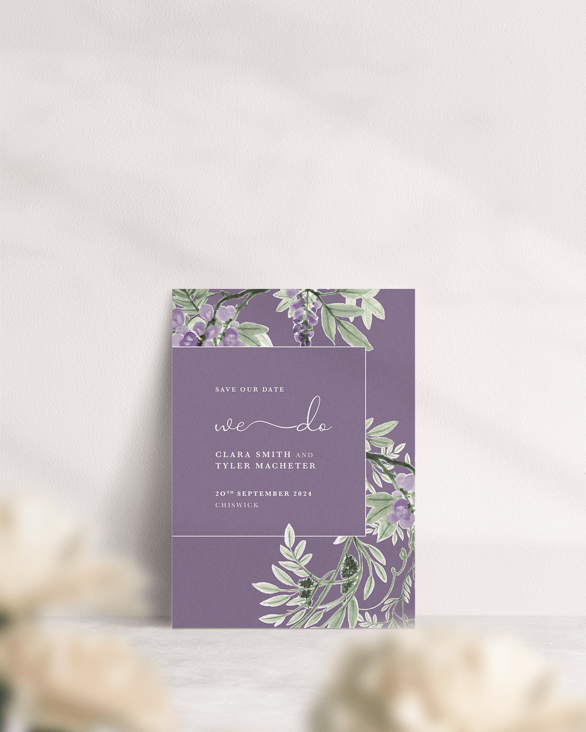 Wisteria Wedding Save the Date - Lilac-Plum - Front