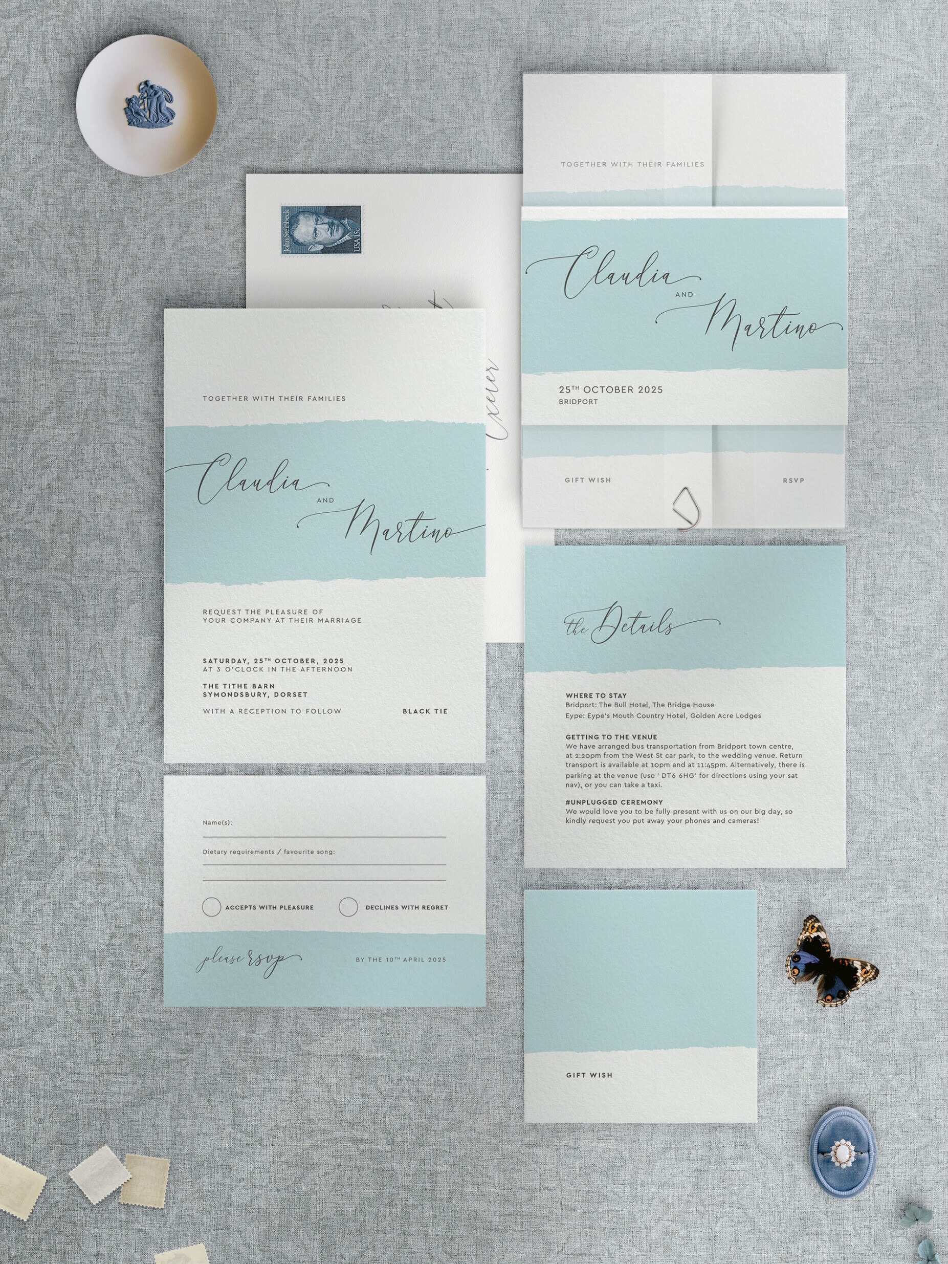 Simplicity - Aqua - Wedding Invitation Suite