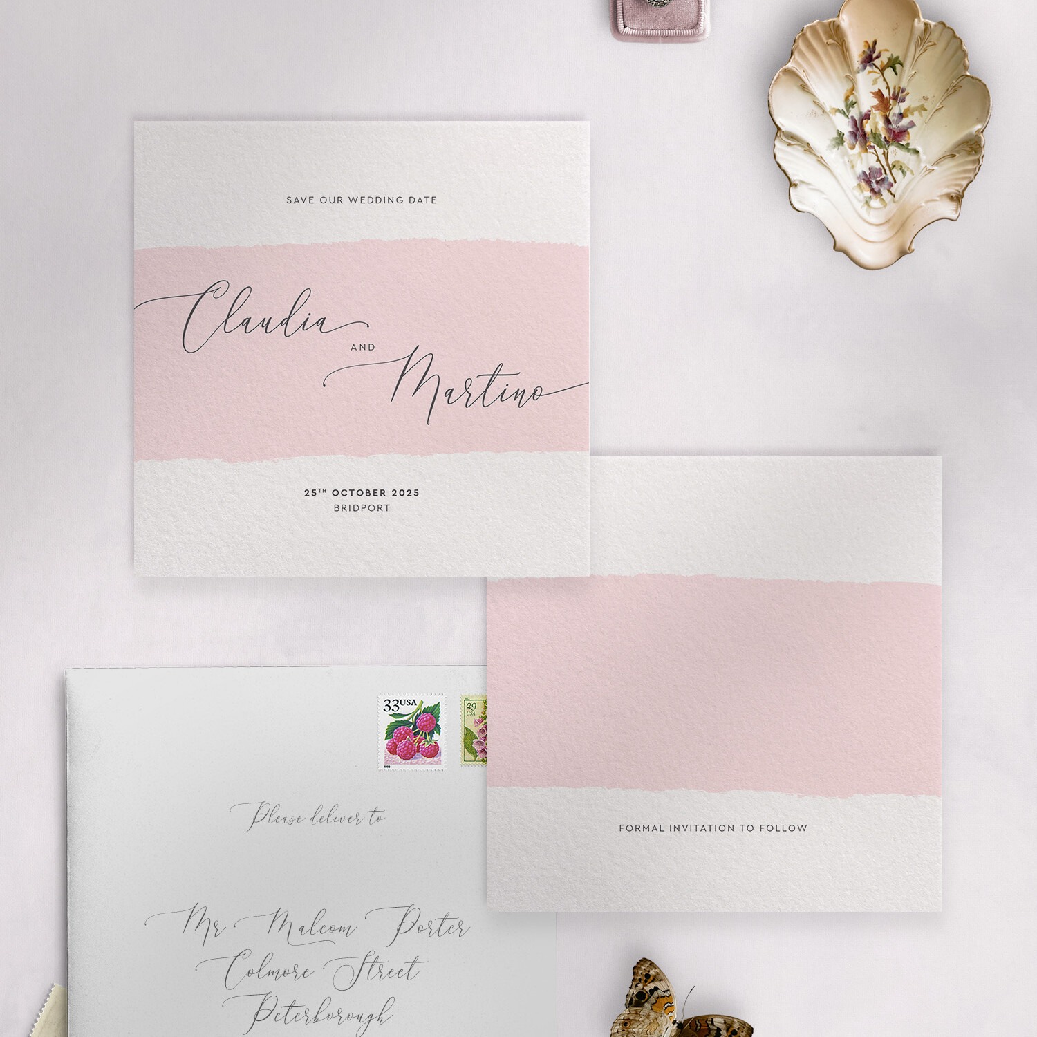 Simplicity - Soft Pink - Save the Date Square