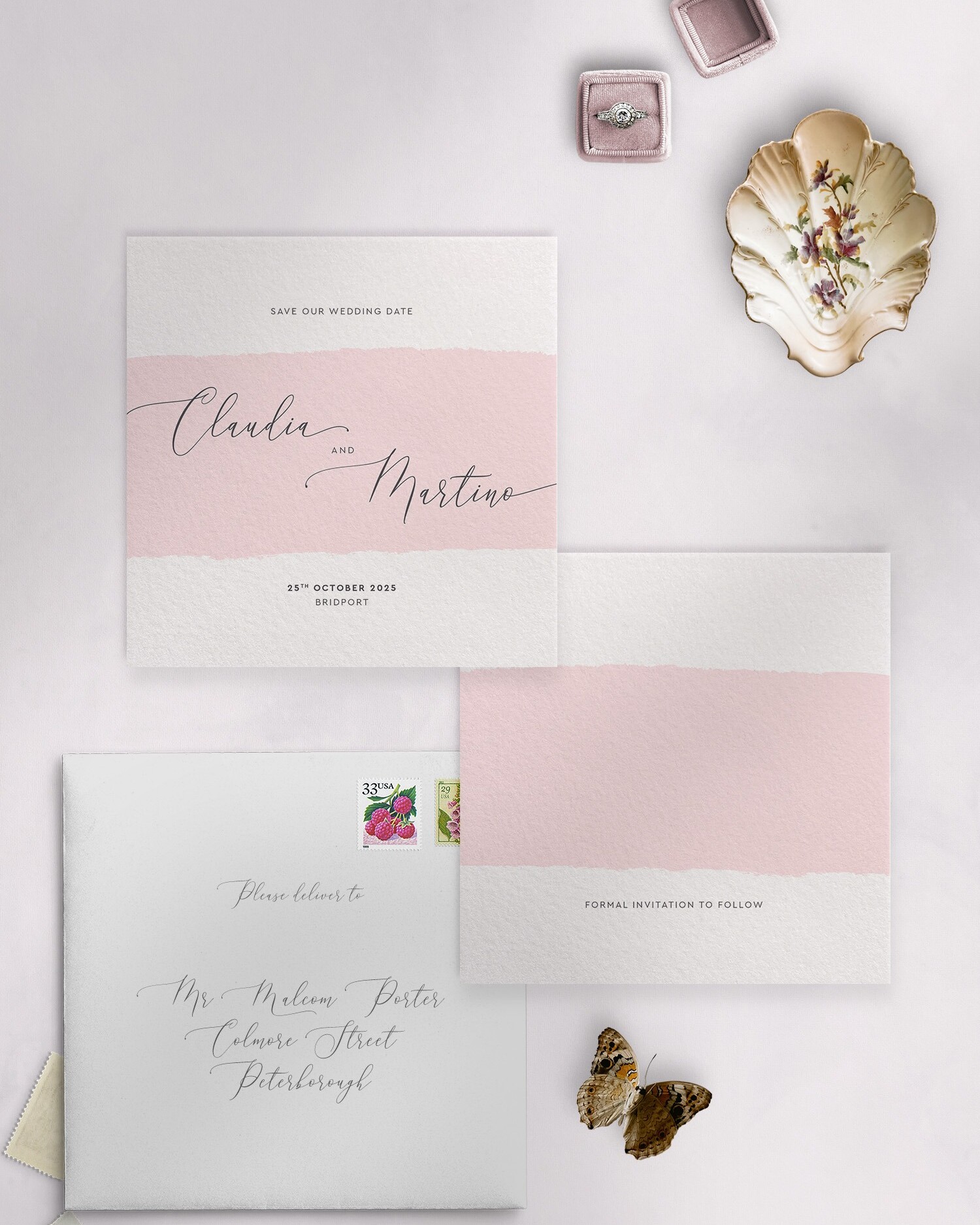 Simplicity - Soft Pink - Save the Date Square