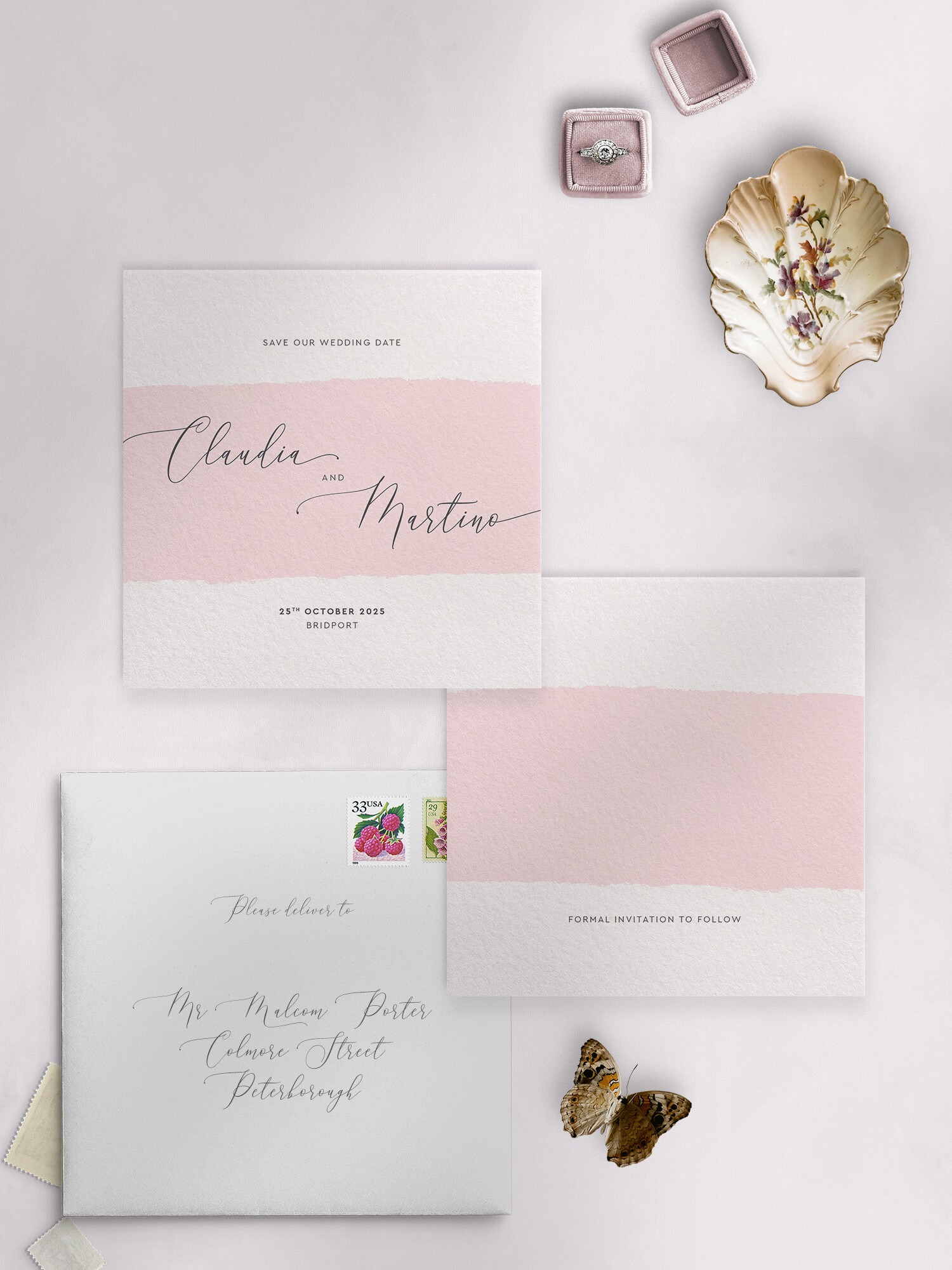 Simplicity - Soft Pink - Save the Date Square