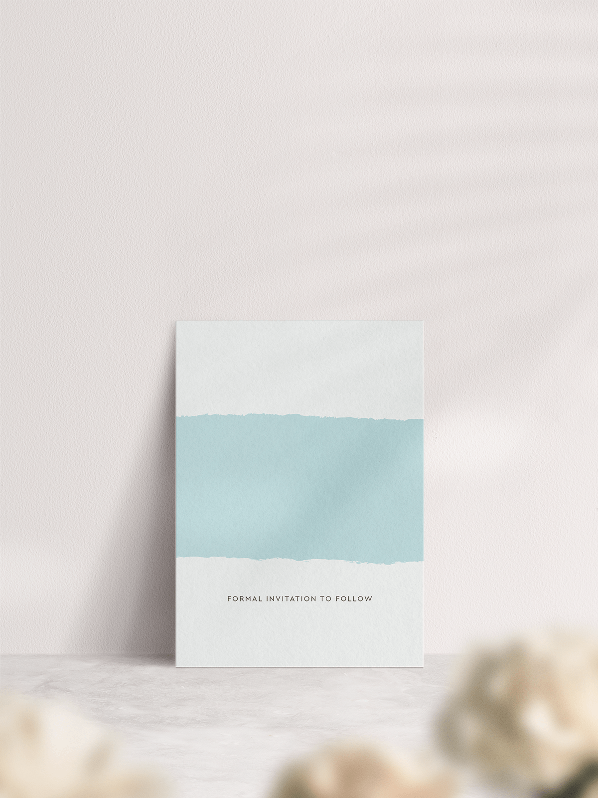A6 Simplicity Stripe Wedding Save the Date in 'Aqua'. Back of Card.
