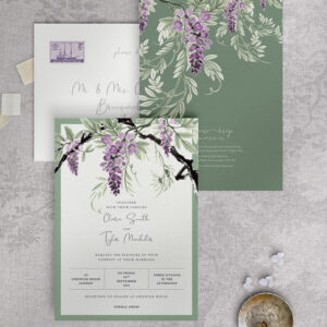Wisteria Falls - Garden Green - Wedding Invitation