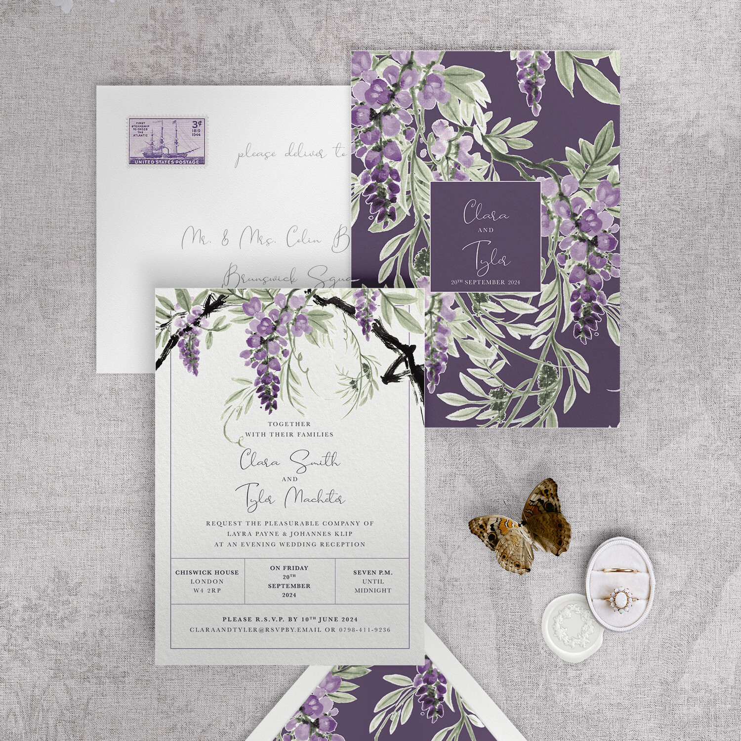 Wisteria Falls - Lilac-Plum - Reception Invitation
