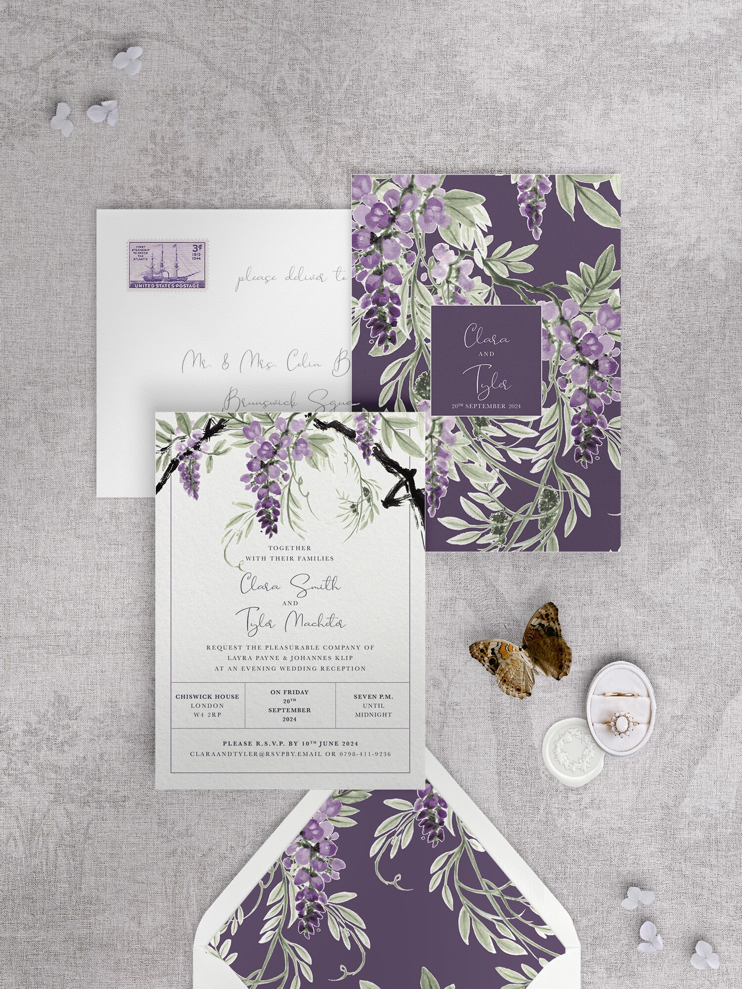 Wisteria Falls - Lilac-Plum - Reception Invitation