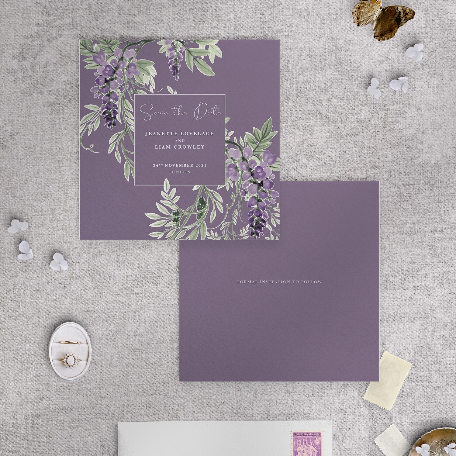 Wisteria Falls - Lilac-Plum - Square Save Date