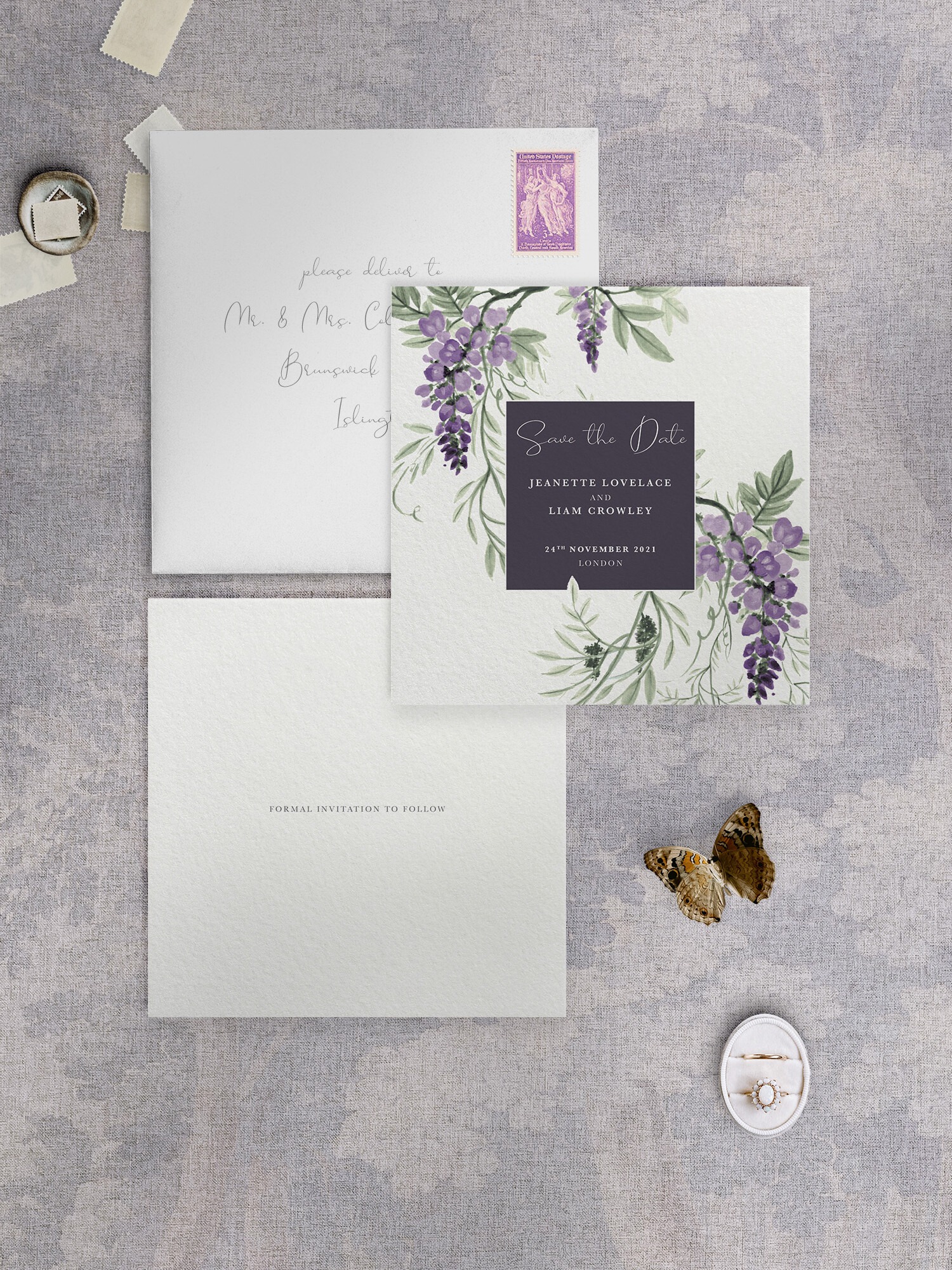 Wisteria Falls - Morning Light - Square Save Date