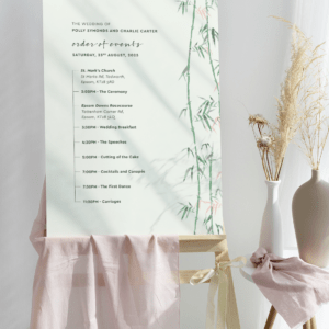 Green Bamboo Wedding Sign - Order of the Day Portrait