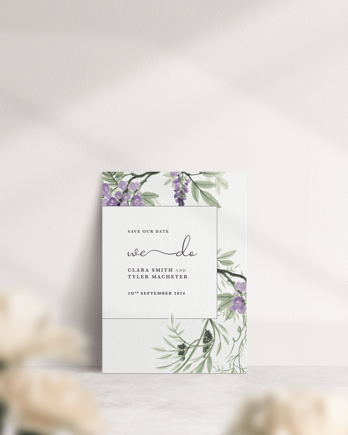 Wisteria Wedding Save the Date - Morning Light - Front
