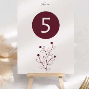 Berry Bloom Burgundy Table Number - Front