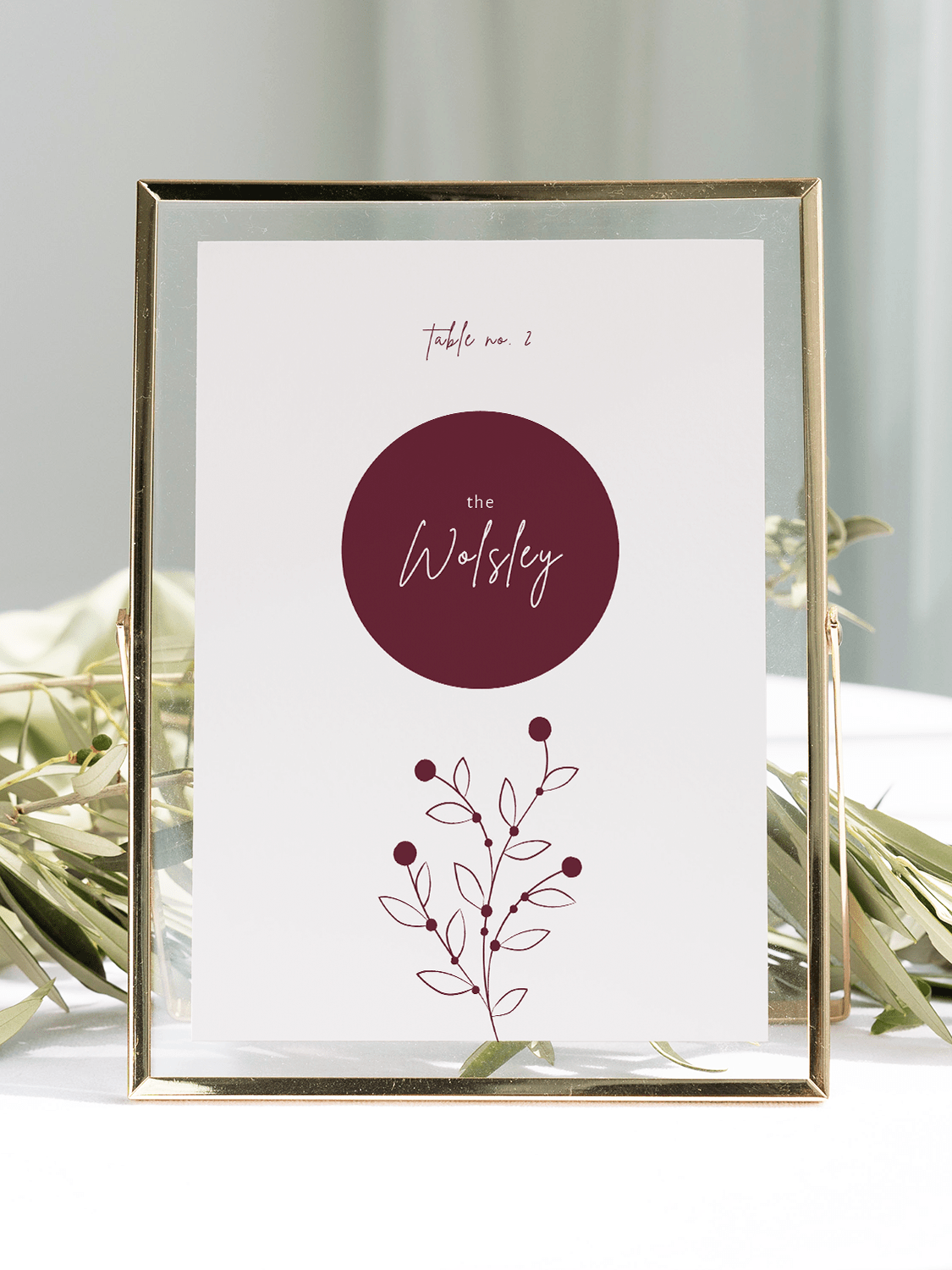 Berry Bloom Burgundy Table Name