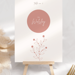 Berry Bloom Wedding Table Name - 5x7"