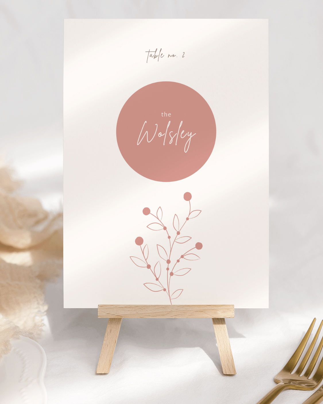 Berry Bloom Wedding Table Name - 5x7