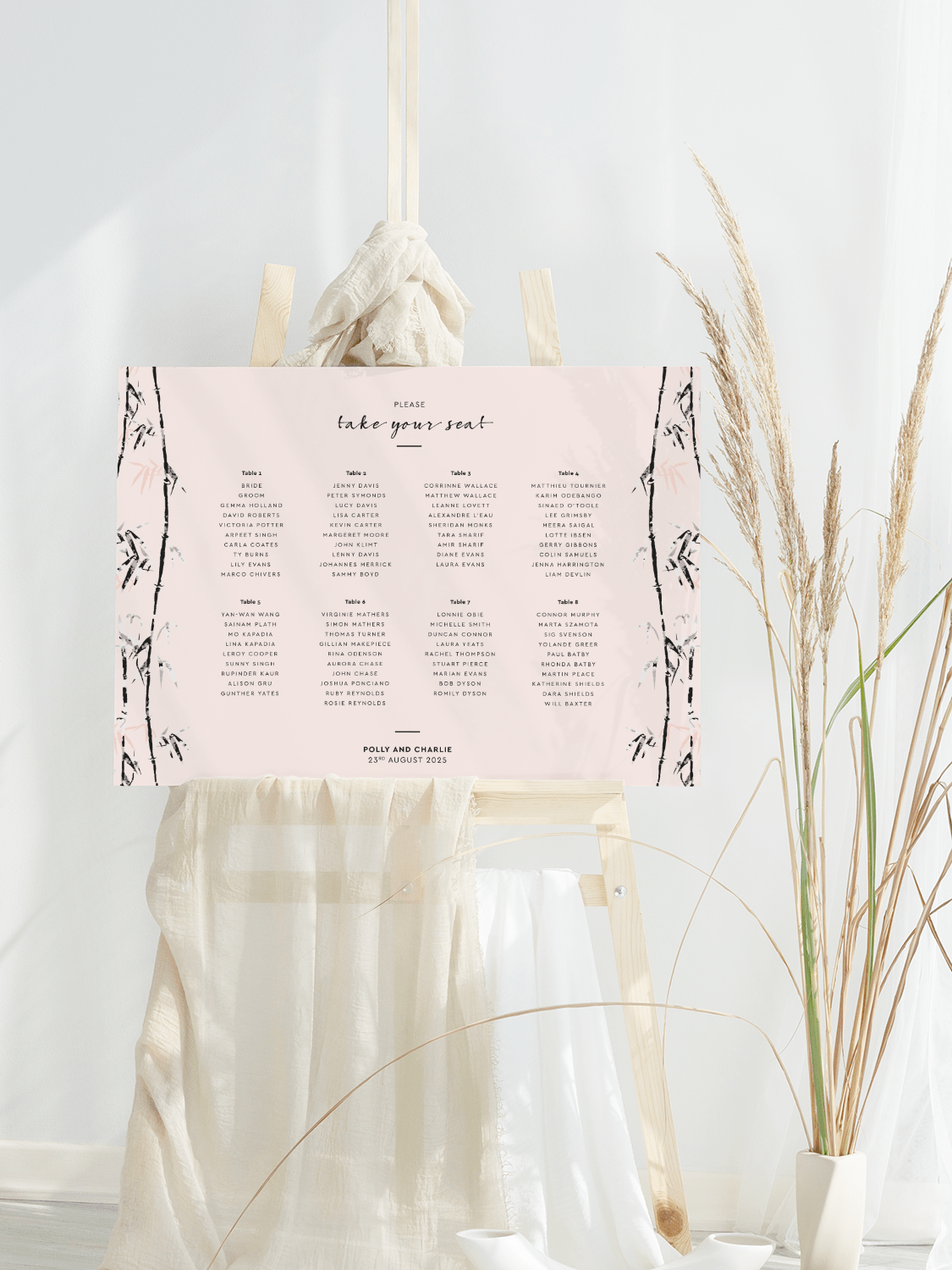 Landscape Bamboo Table Plan in Pink
