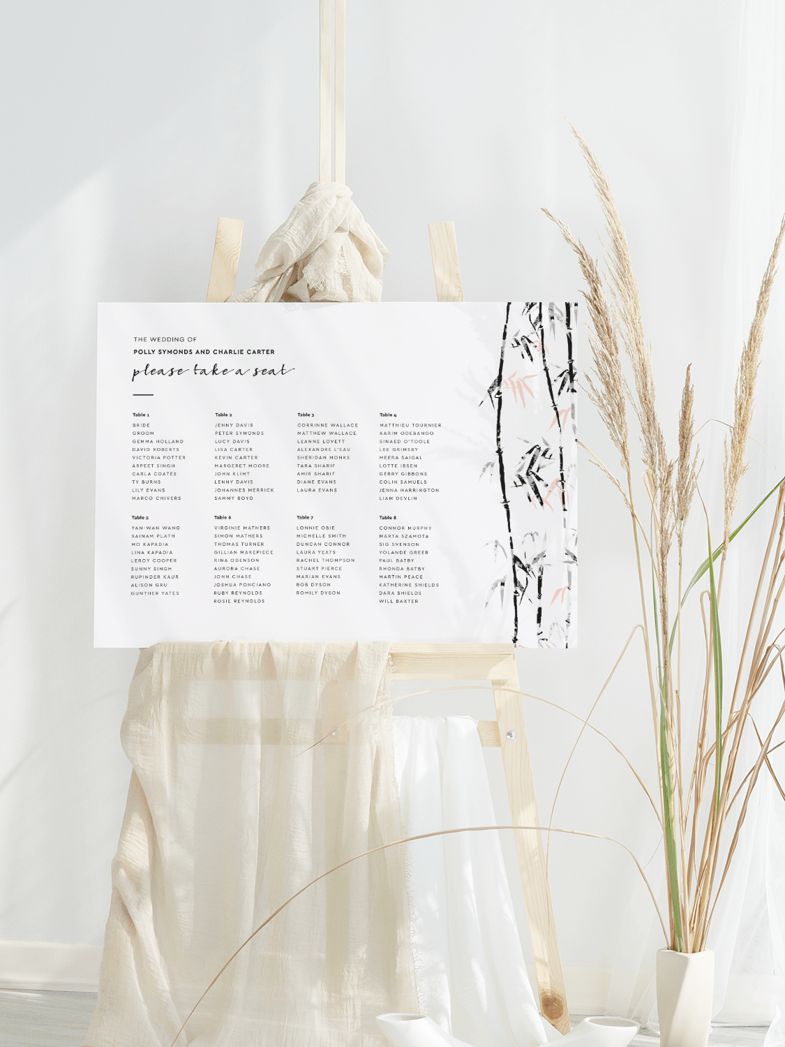 Landscape Bamboo Table Plan in White
