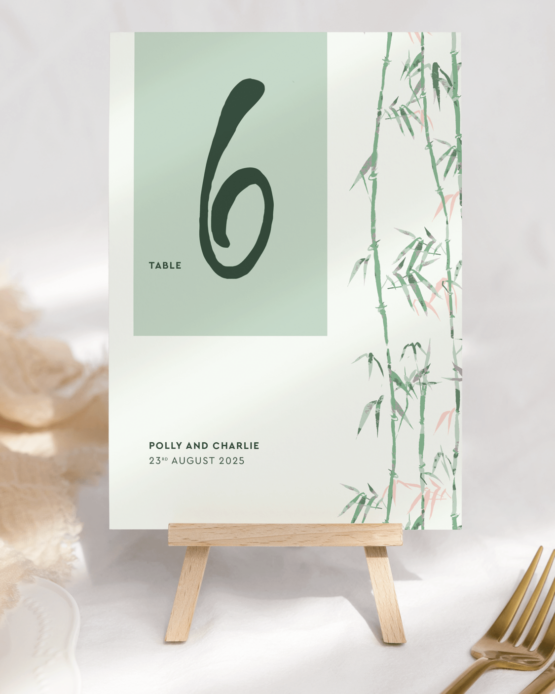 Bamboo Table Number in Zen Garden - Front