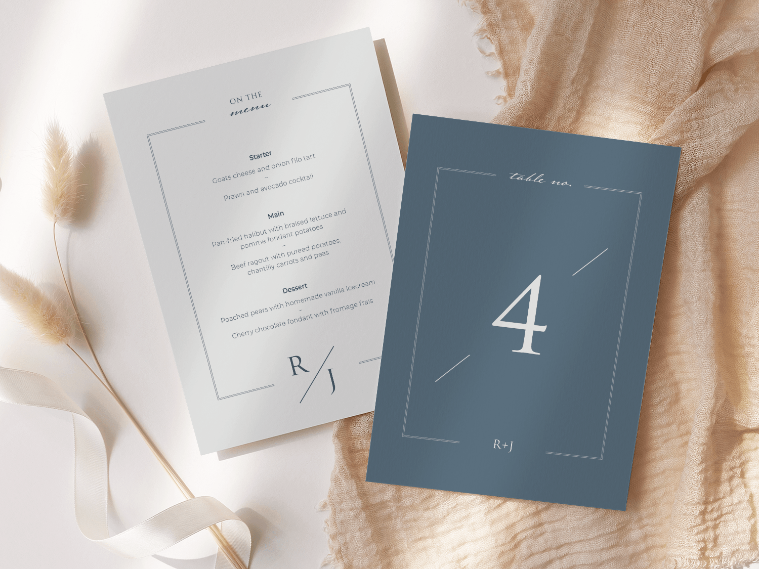 Love Story Wedding Table Number and Menu