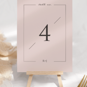 Love Story Pink Table Number Card - Front, 5x7"