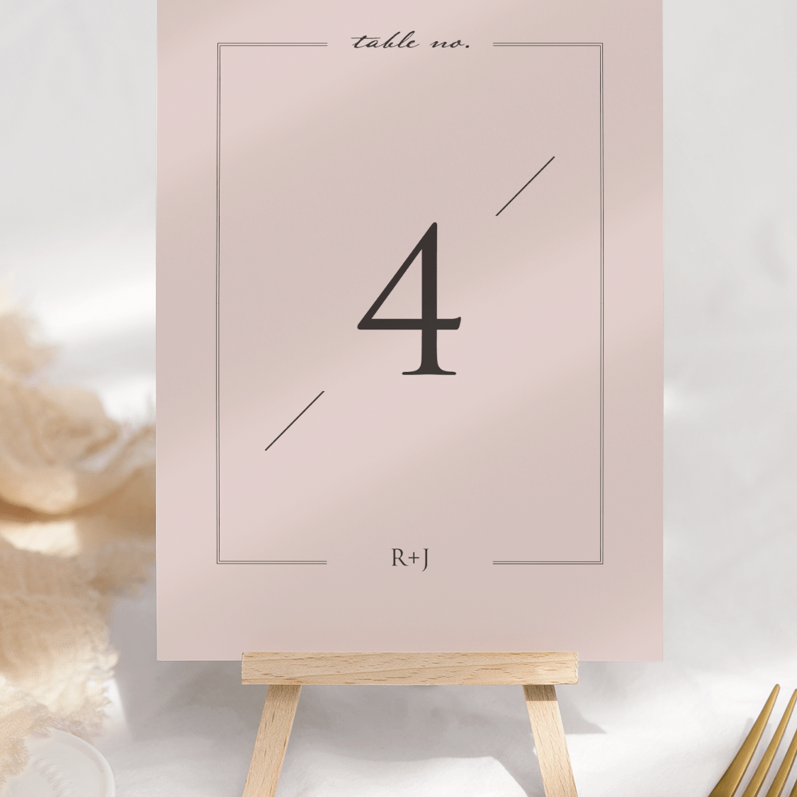 Love Story Pink Table Number Card - Front, 5x7