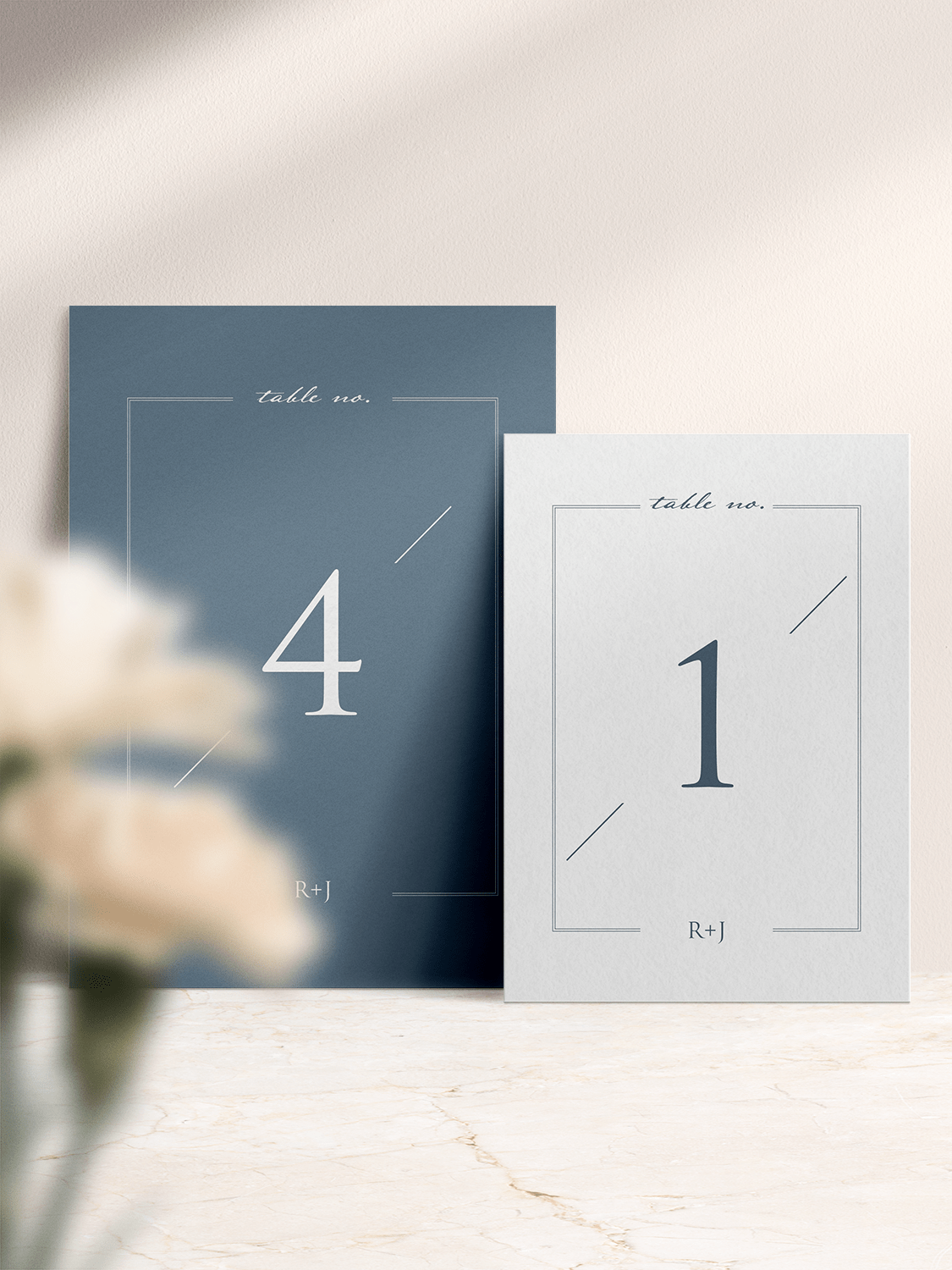 Love Story Table Number in Blue - 5x7 or A6 Size