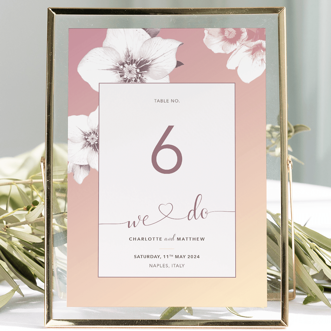 Napoli Gelato Wedding Table Number - Front