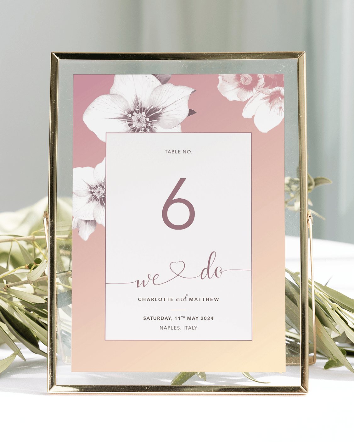 Napoli Gelato Wedding Table Number - Front