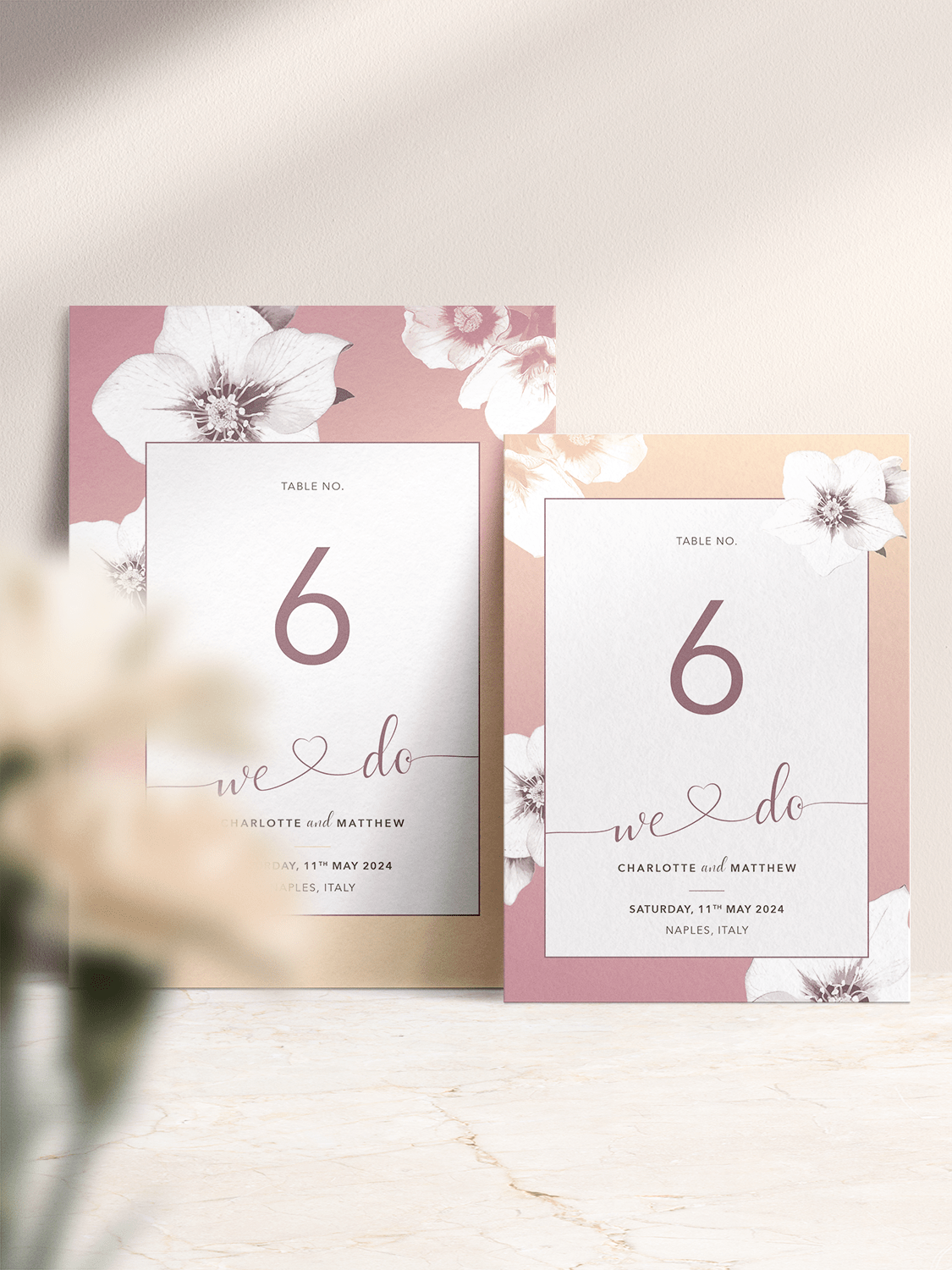 Napoli Gelato Wedding Table Number - 5x7