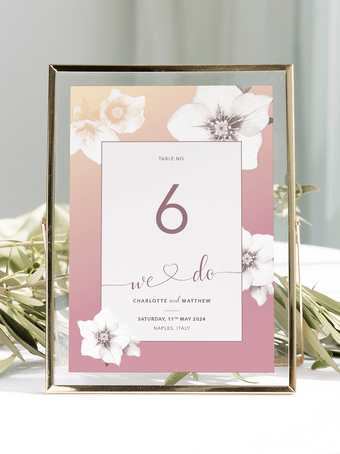 Napoli Gelato Wedding Table Number - Reverse