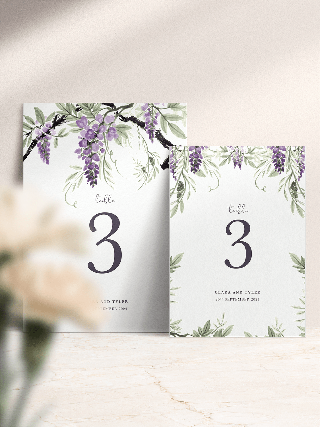 Wisteria Wedding table Numbers - 5x7