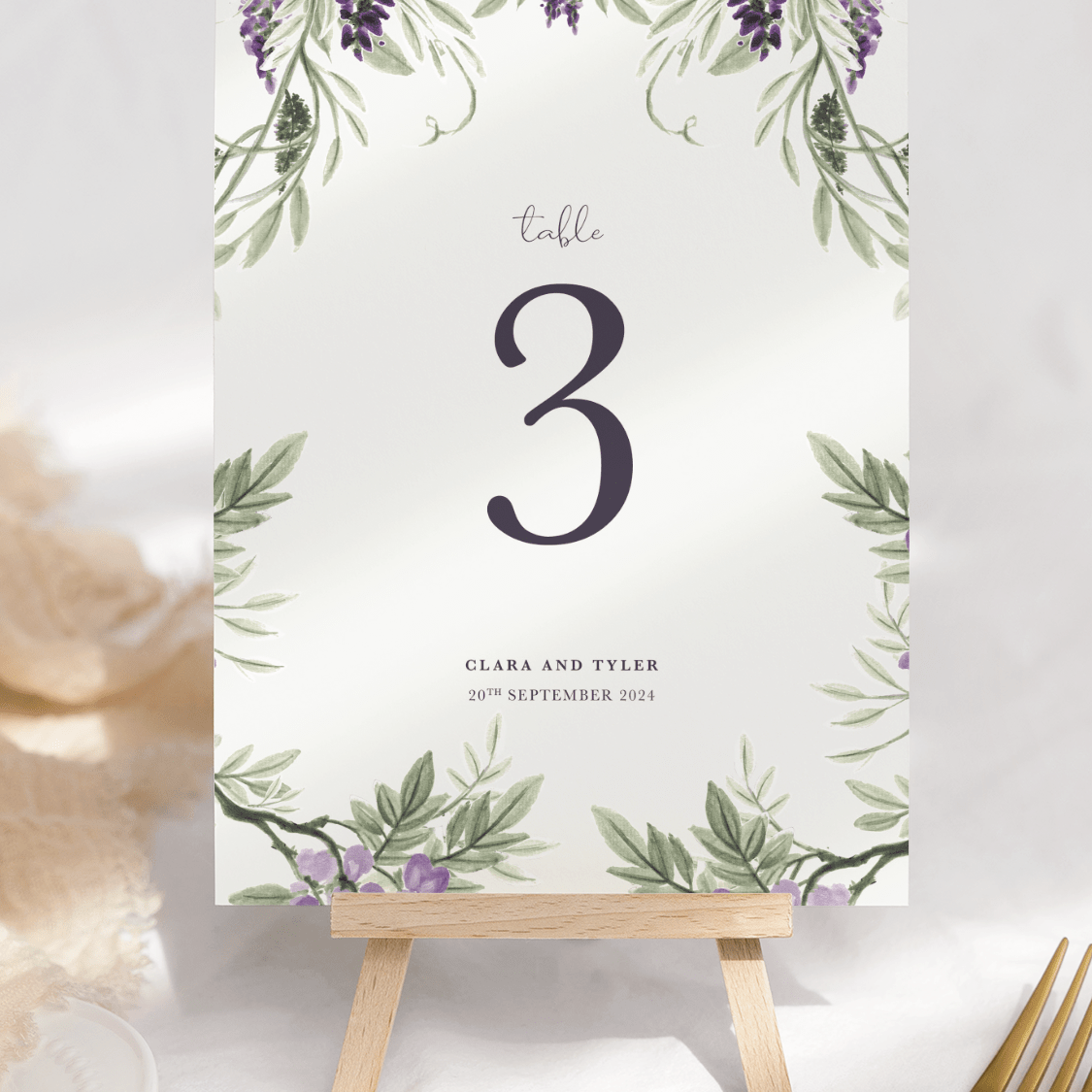 Wisteria Wedding Table Numbers -V2