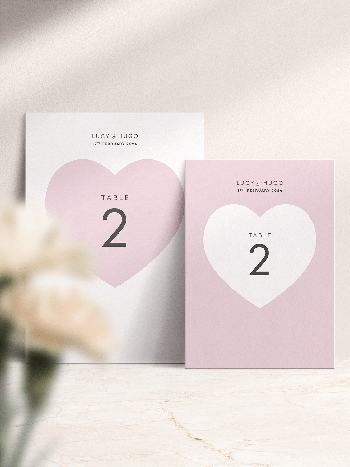 Modern romance Heart Table Number in Pink - A6 or 5x7