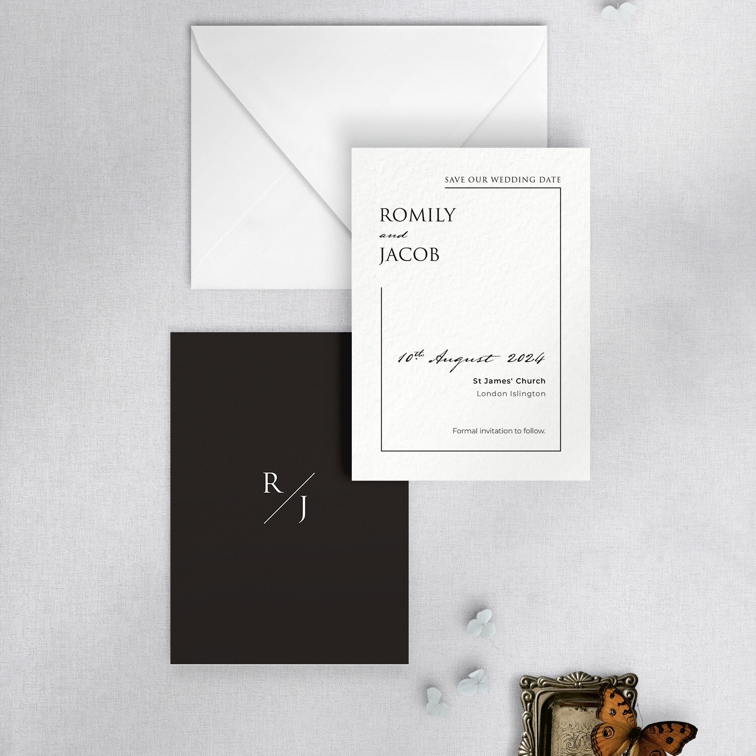 Love Story in Tuxedo - Save the Date Card - A6
