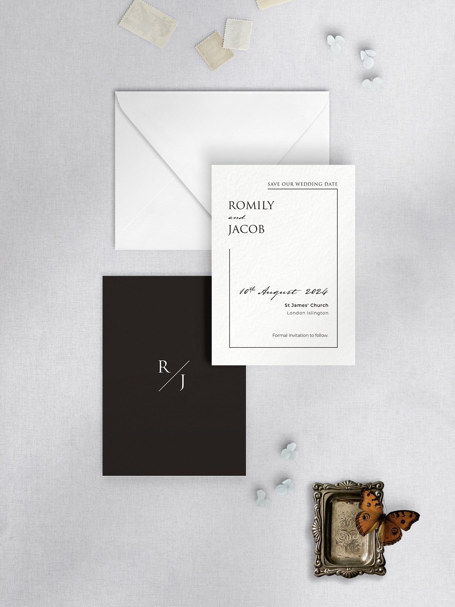 Love Story in Tuxedo - Save the Date Card - A6