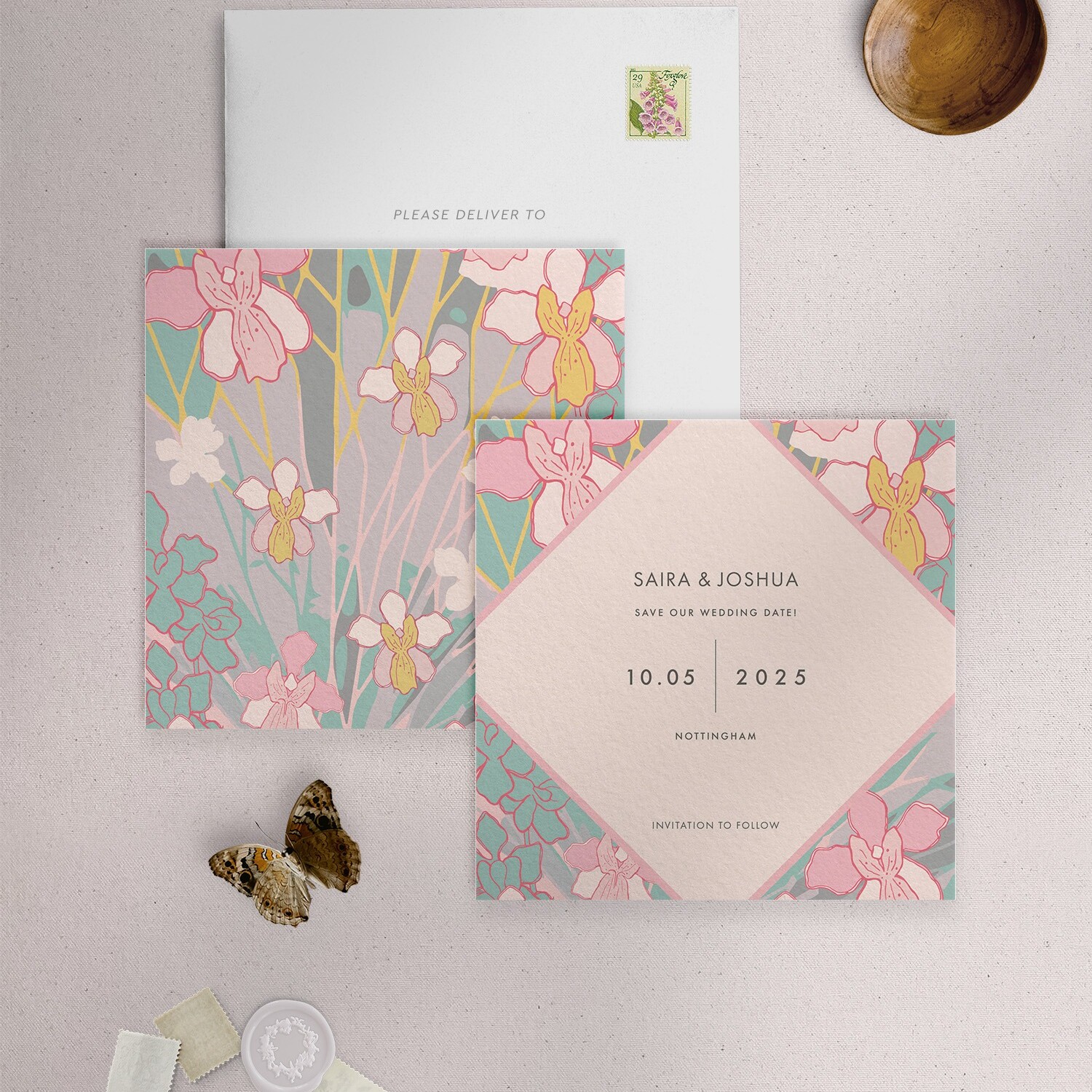 Orchid Garden in Pastel - Save the Date Card - Square