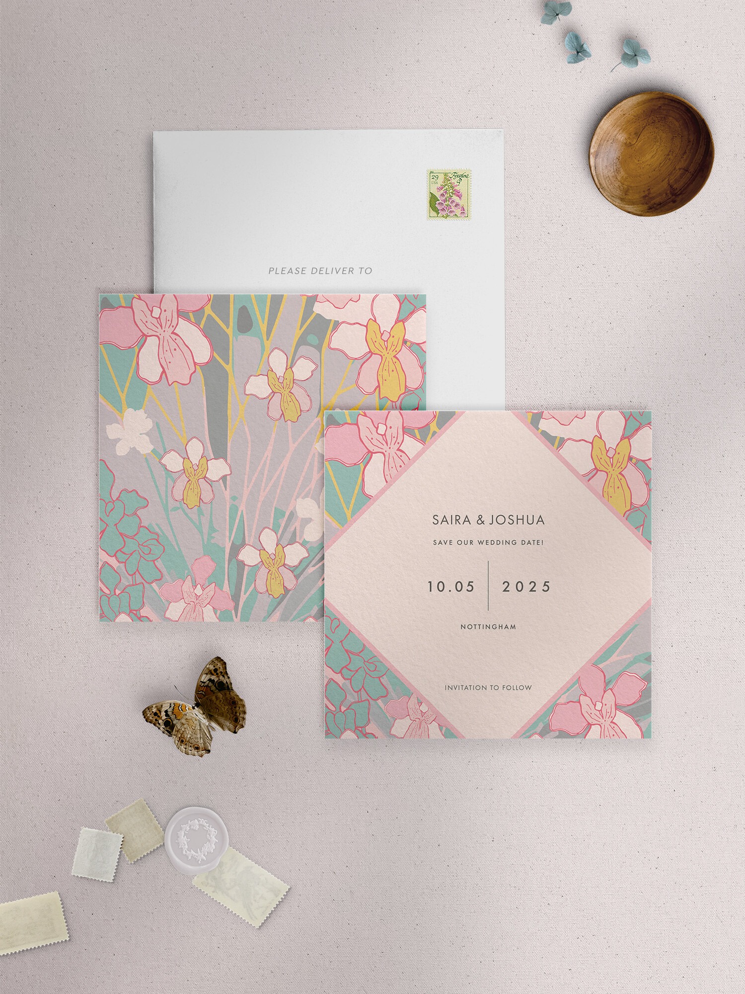 Orchid Garden in Pastel - Save the Date Card - Square