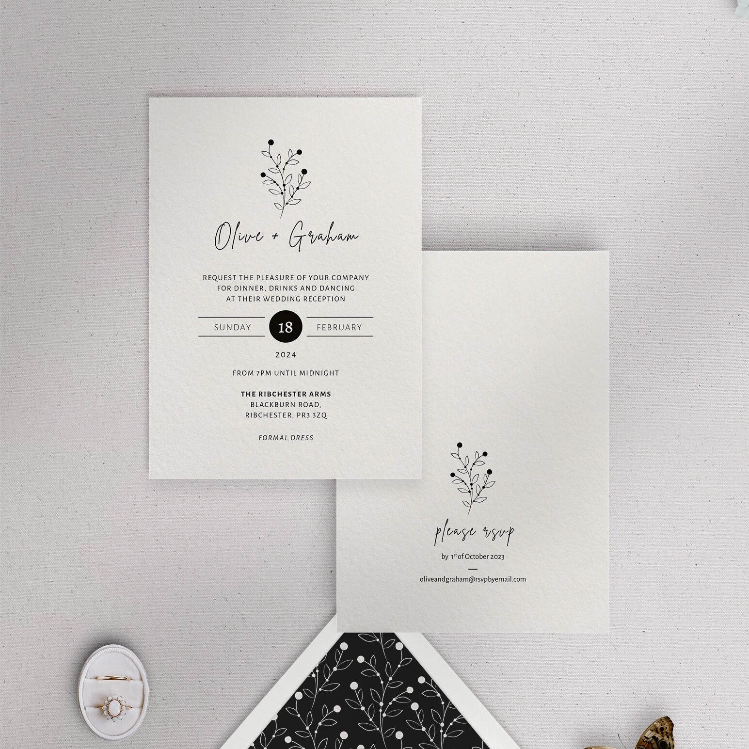 Berry Bloom - Winter - Wedding Reception Invitation