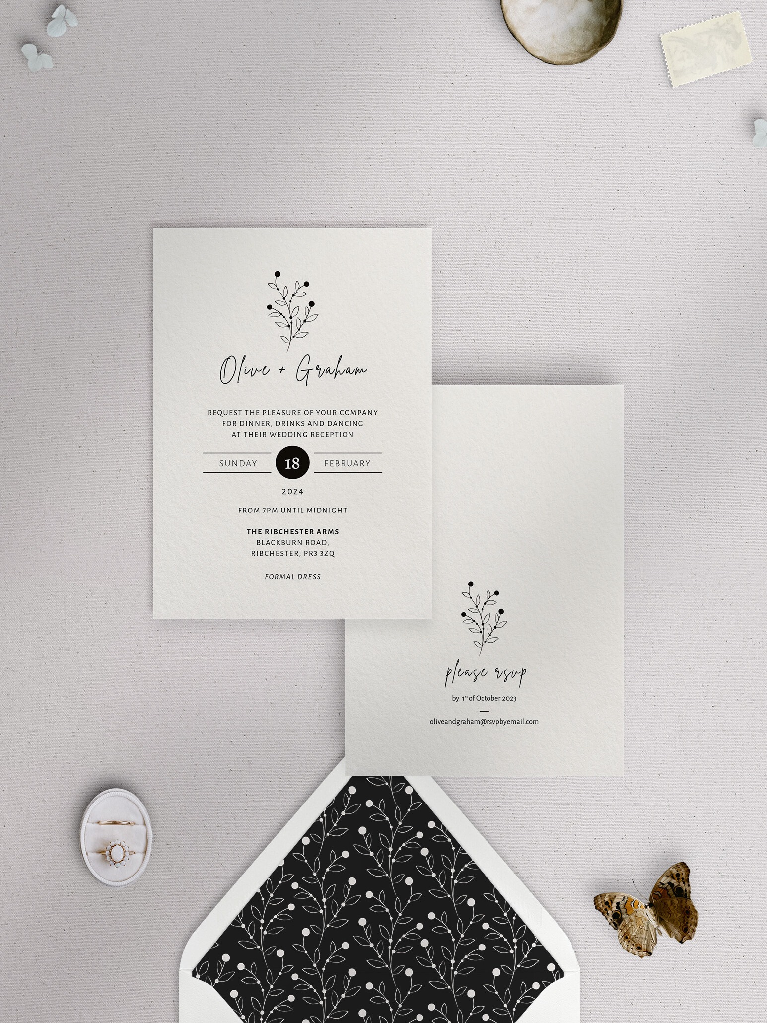 Berry Bloom - Winter - Wedding Reception Invitation