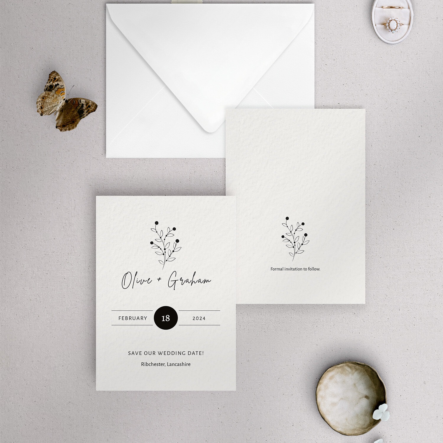 Berry Bloom in Winter - Save the Date Card - A6