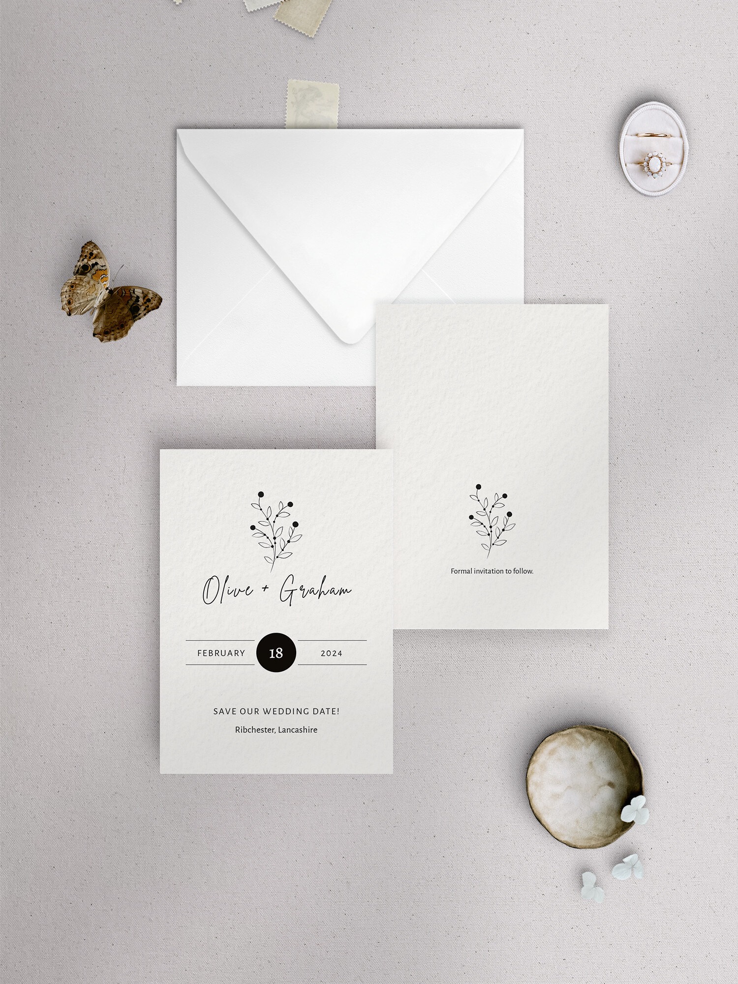 Berry Bloom in Winter - Save the Date Card - A6